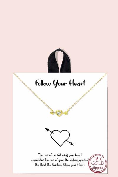 18K GOLD RHODIUM DIPPED FOLLOW YOUR HEART NECKLACE