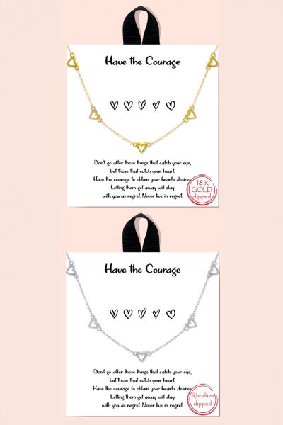 BLB HAVE THE COURAGE HEART METAL MESSAGE NECKLACE