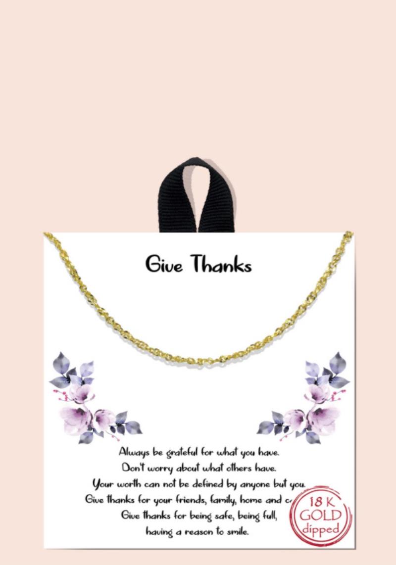 BLB GIVE THANKS METAL CHAIN MESSAGE NECKLACE