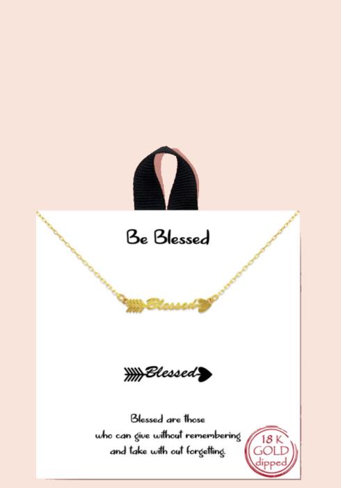 BLB BE BLESSED MESSAGE ARROW DAINTY METAL NECKLACE