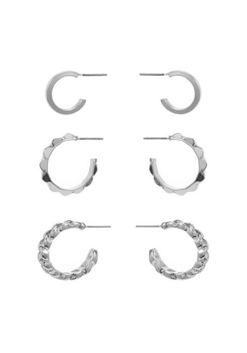 FASHION METAL CUT CIRCLE EARRING 3 PC SET