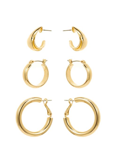 STYLISH CURVE SHAPE CUT ROUNDED EARRING 3 PC SET