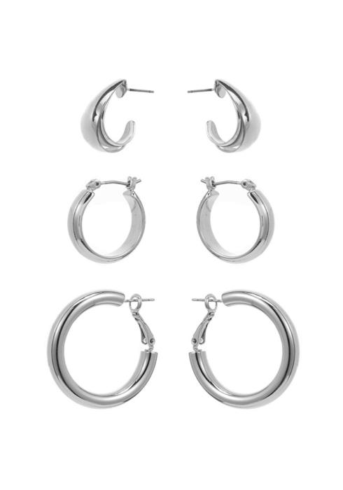 STYLISH CURVE SHAPE CUT ROUNDED EARRING 3 PC SET
