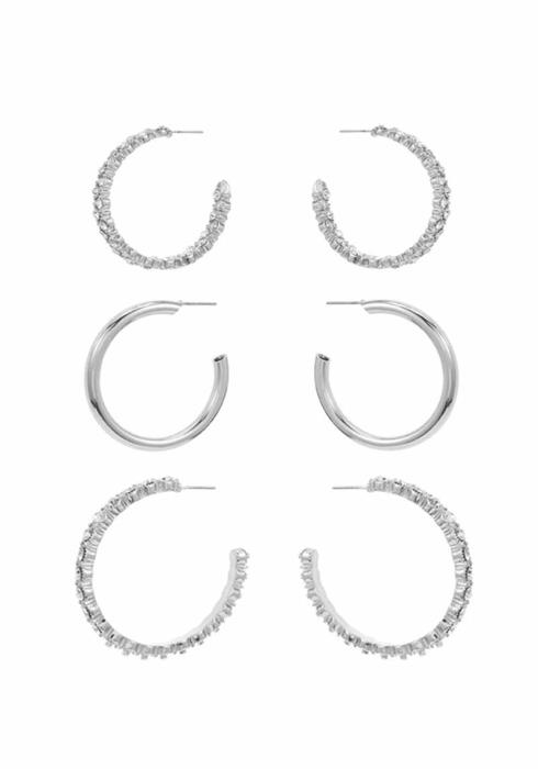 METAL HOOP EARRING 3 PAIR SET