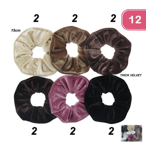 FASHION VELVET HAIR SCRUNCHIES (12 UNITS)