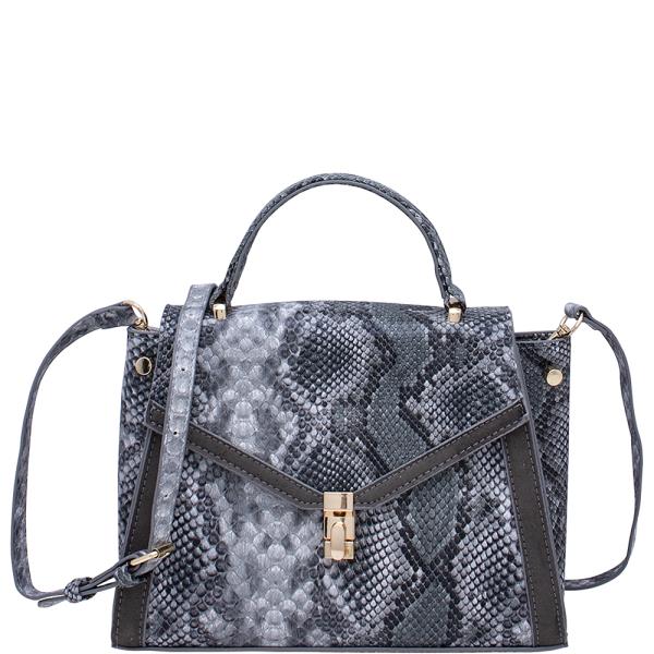 CHIC SNAKE TEXTURED HANDLE CROSSBODY BAG