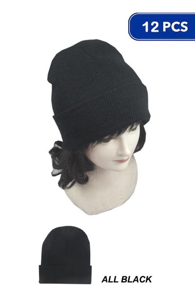 FASHION BASIC SOLID COLOR BEANIES 12 PC