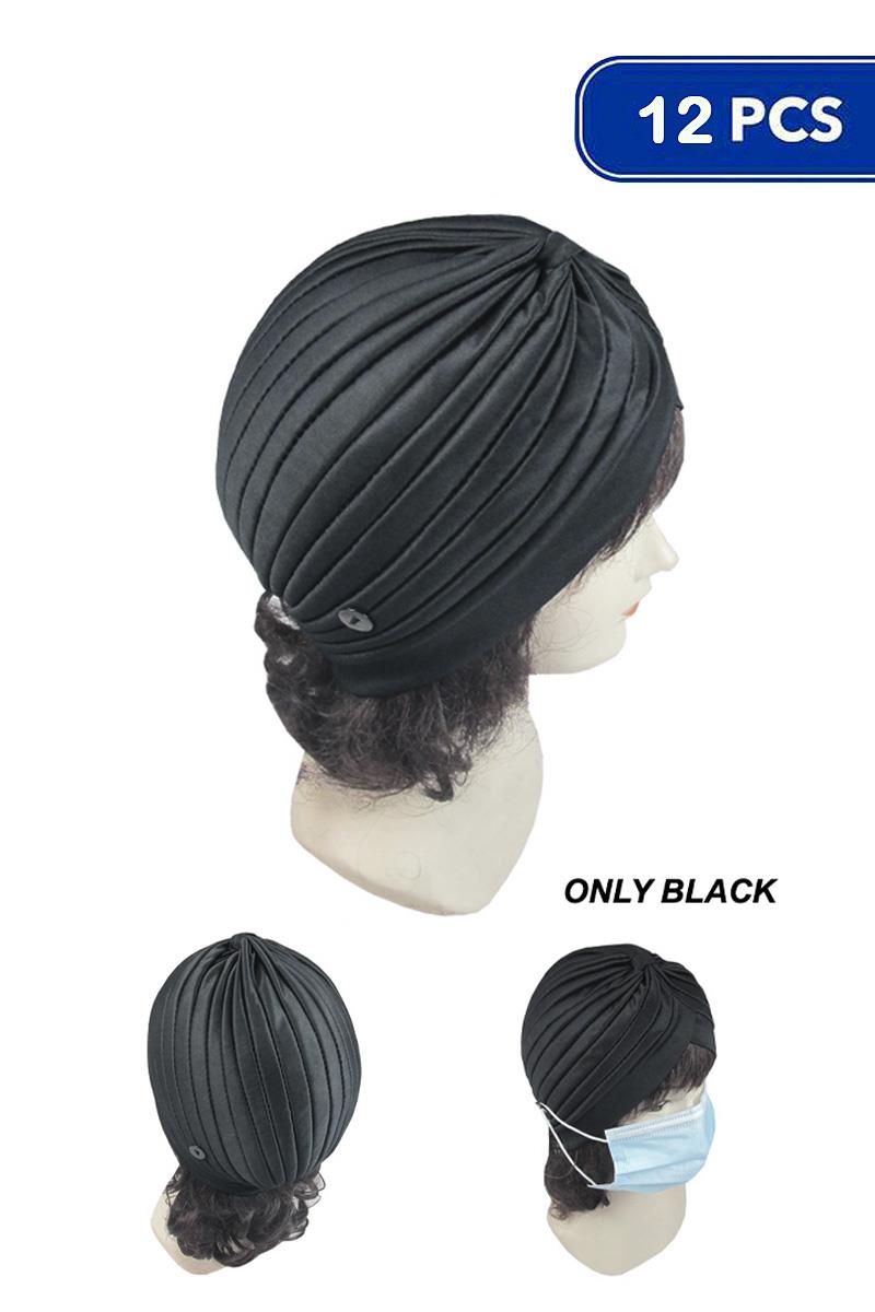FASHION HEAD WRAP WITH MASK HOLD BUTTON