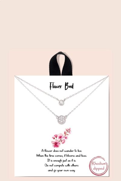 BLB FLOWER BUD LAYERED DAINTY METAL MESSAGE NECKLACE