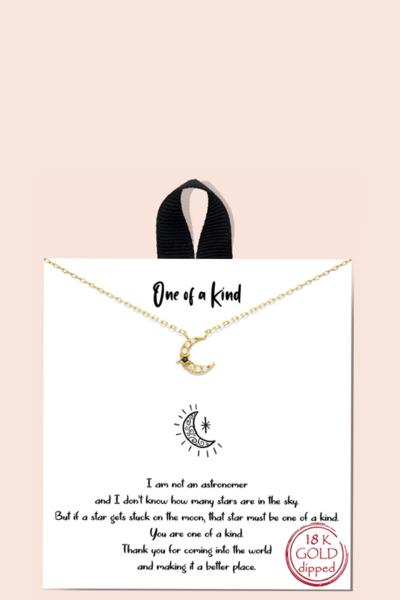 BLB ONE OF THE KIND MOON PENDANT DAINTY MESSAGE NECKLACE