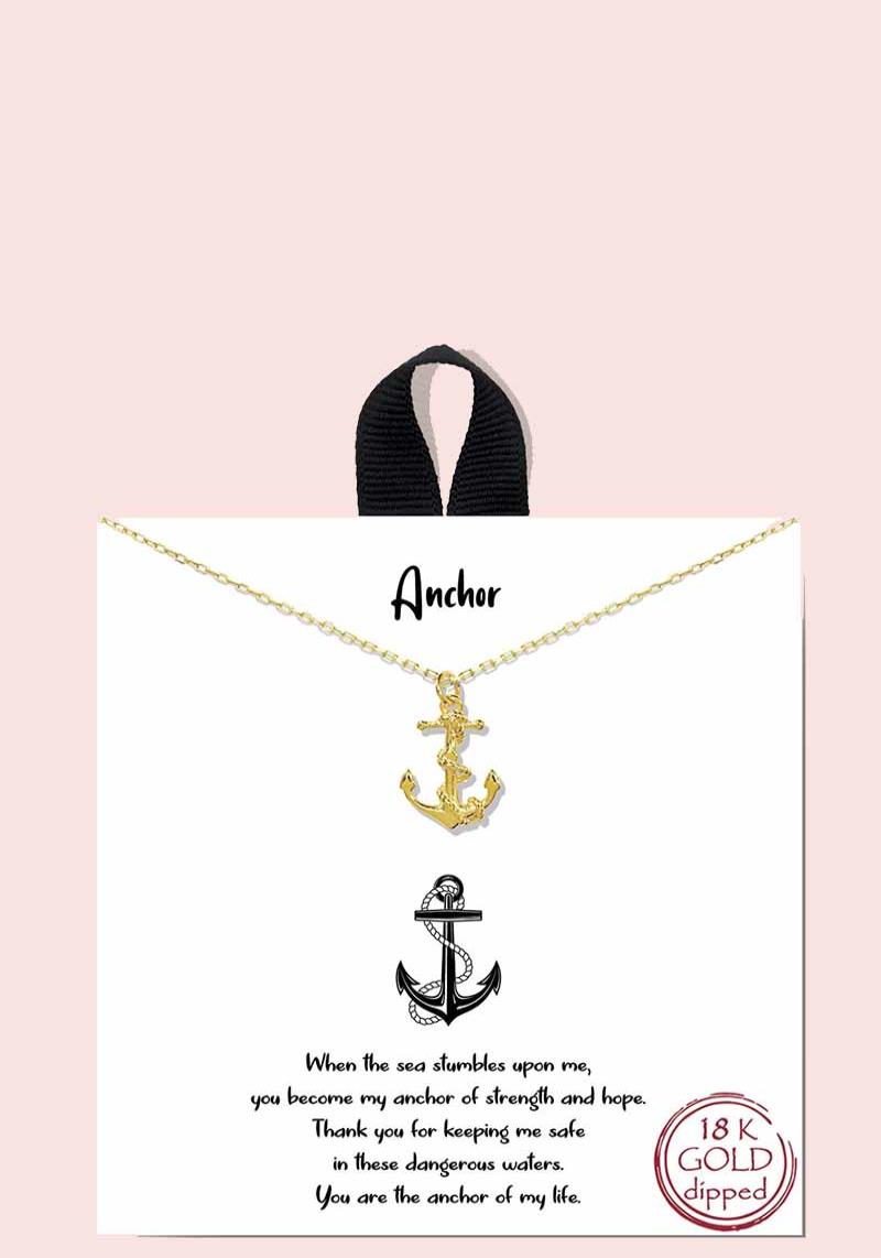 18K GOLD RHODIUM DIPPED ANCHOR NECKLACE