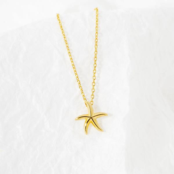 18K GOLD RHODIUM STARFISH HEART PENDANT NECKLACE