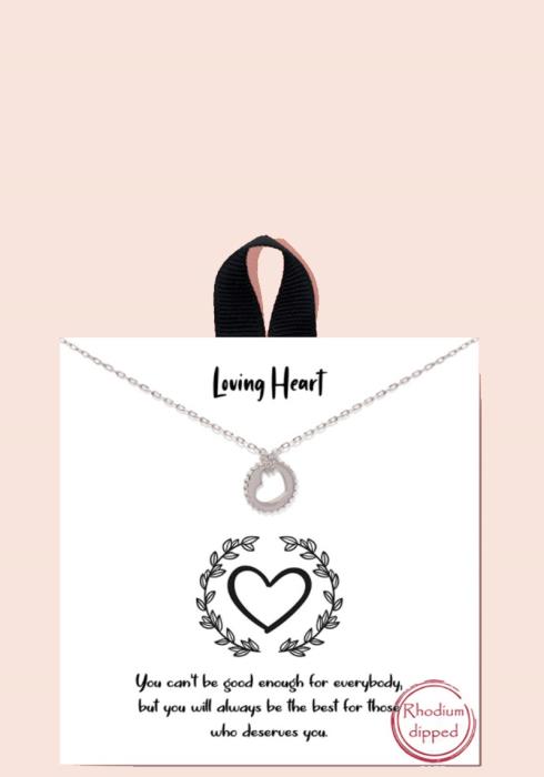 BLB LOVING HEART METAL PENDANT MESSAGE NECKLACE