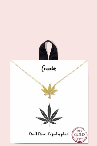 18K GOLD RHODIUM DIPPED CANNABIS NECKLACE