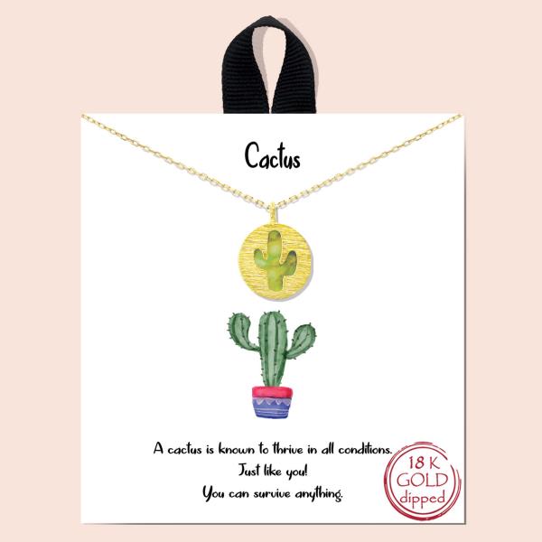 18K GOLD RHODIUM DIPPED CACTUS NECKLACE