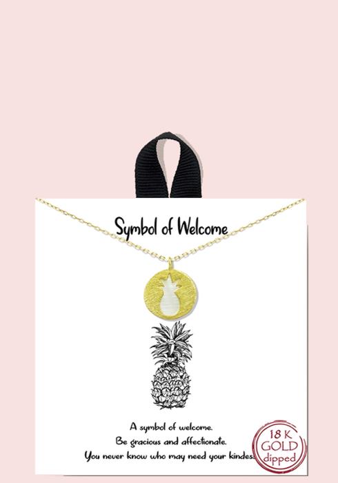 18K GOLD RHODIUM DIPPED SYMBOL OF WELCOME NECKLACE