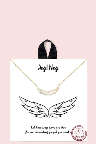 18K GOLD RHODIUM DIPPED ANGEL WINGS NECKLACE
