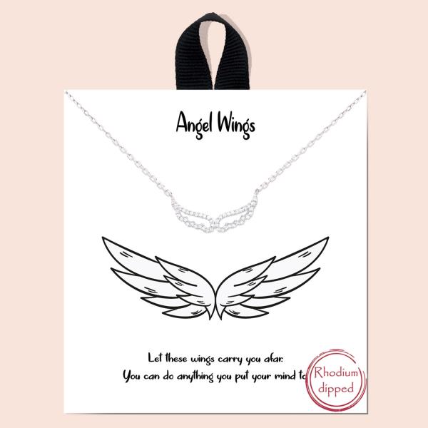 18K GOLD RHODIUM DIPPED ANGEL WINGS NECKLACE