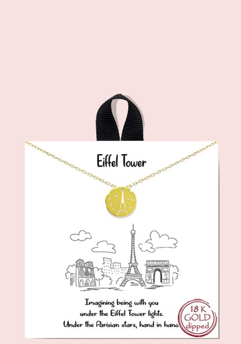 18K GOLD RHODIUM DIPPED EIFFEL TOWER NECKLACE