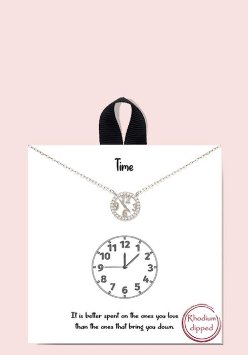 18K GOLD RHODIUM DIPPED TIME NECKLACE