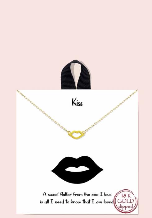18K GOLD RHODIUM DIPPED KISS NECKLACE