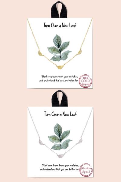 BLB TURN OVER A NEW LEAF METAL NECKLACE