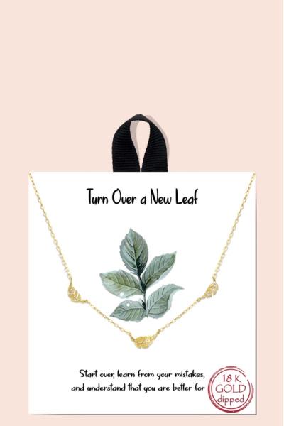 BLB TURN OVER A NEW LEAF METAL NECKLACE