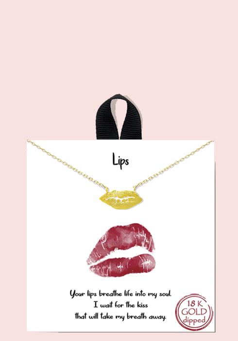 18K GOLD RHODIUM DIPPED LIPS NECKLACE