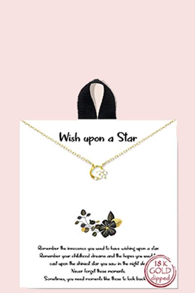 18K GOLD RHODIUM DIPPED WISH UPON A STAR PENDANT NECKLACE