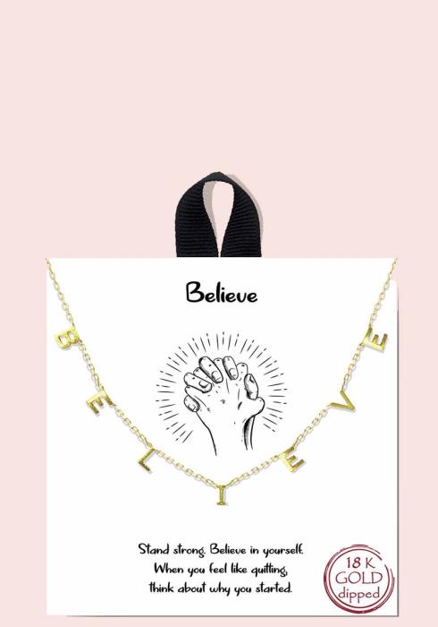 18K GOLD RHODIUM DIPPED BELIEVE NECKLACE