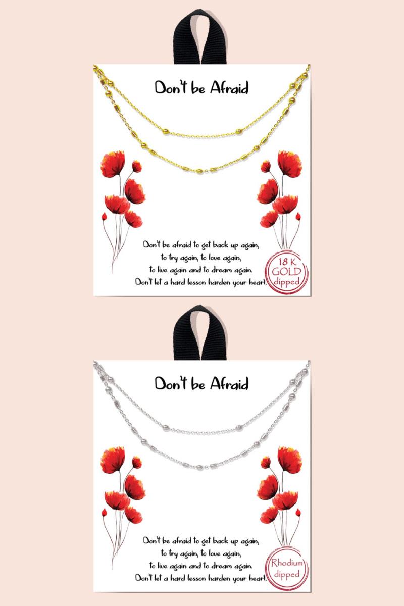 BLB DO NOT BE AFRAID LAYERED METAL CHAIN MESSAGE NECKLACE