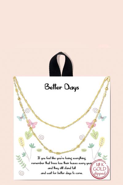 BLB BETTER DAYS 2 LAYERED METAL MULTI MESSAGE NECKLACE