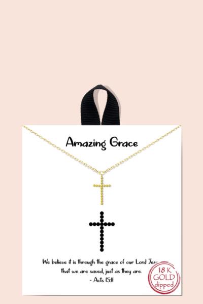 BLB AMAZING GRACE CROSS PENDANT DAINTY MESSAGE NECKLACE