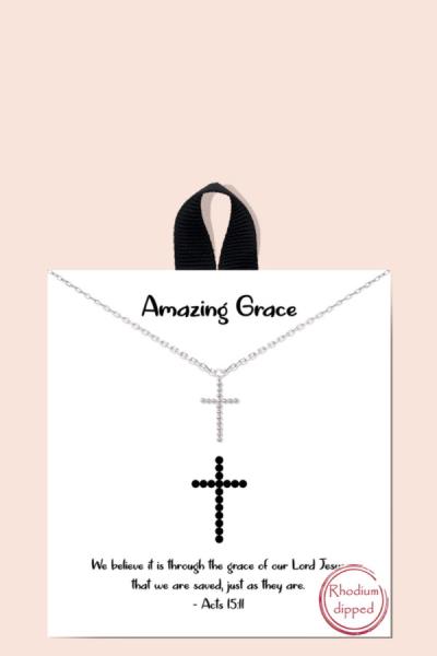 BLB AMAZING GRACE CROSS PENDANT DAINTY MESSAGE NECKLACE