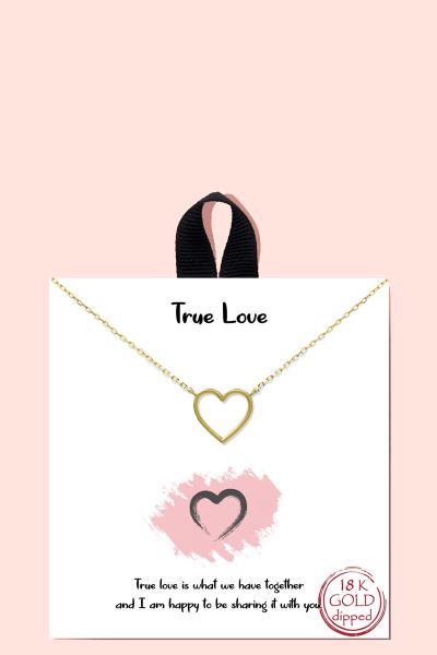 18K GOLD RHODIUM DIPPED TRUE LOVE PENDANT NECKLACE