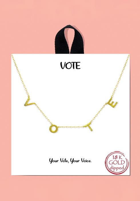 YOUR VOTE YOUR VOICE VOTE MESSAGE NECKLACENecklaces approx. 18"Lobster claw claspLead compliant
