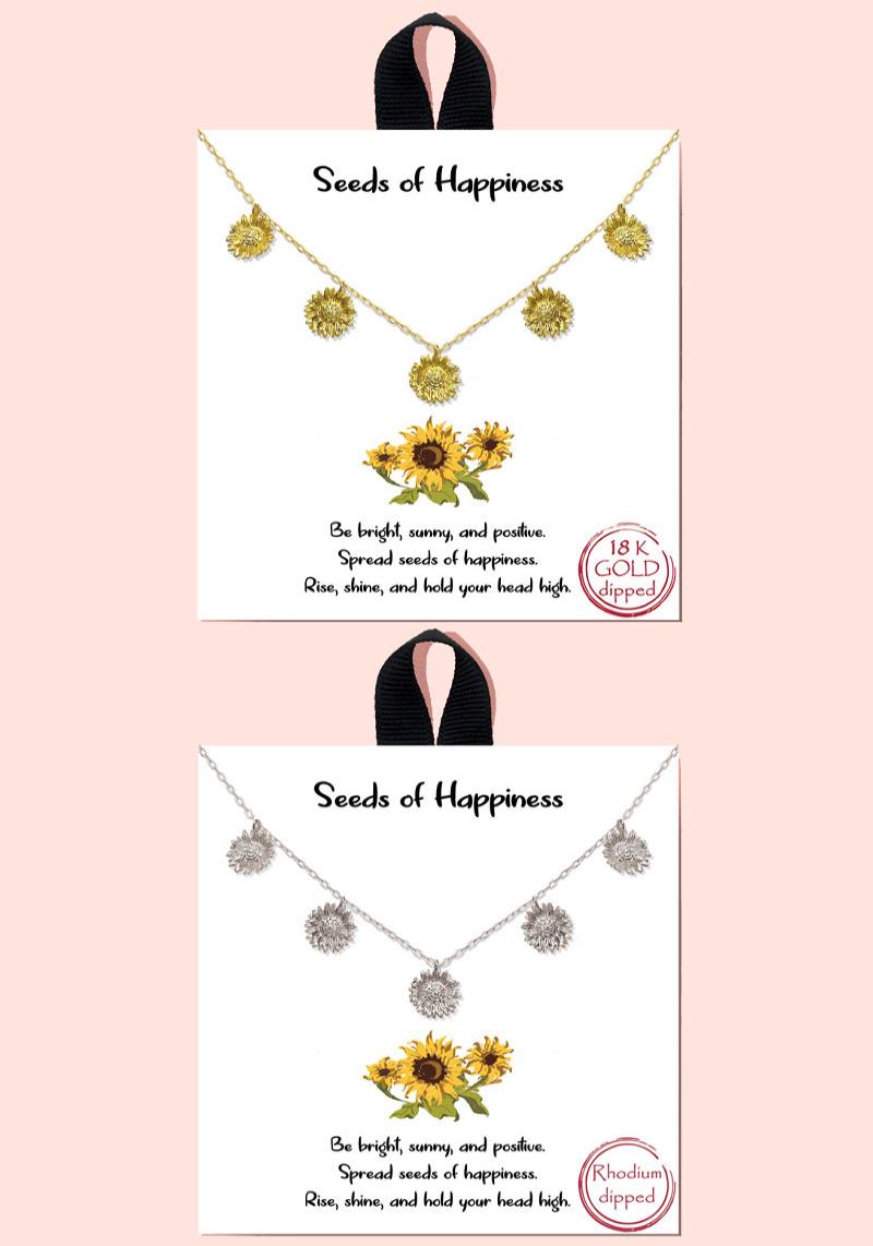 BLB SEEDS OF HAPPINESS 5 SUNFLOWER PENDANTS NECKLACE