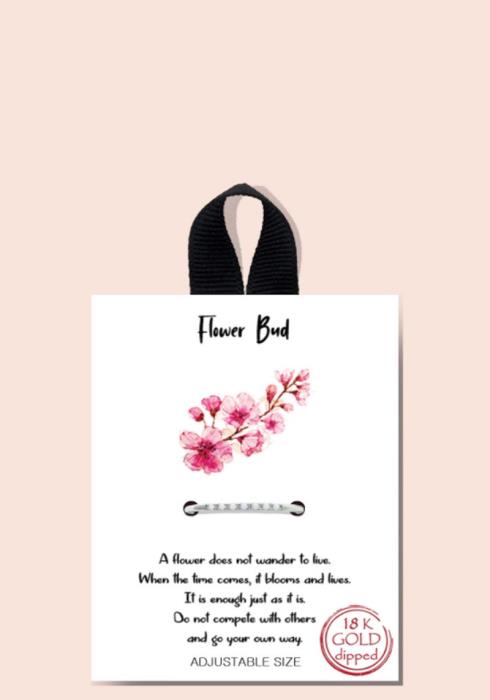 BLB FLOWER BUD SIMPLE STONE MESSAGE ADJUSTABLE SIZE RING