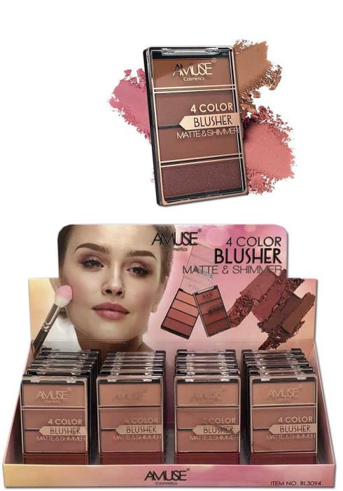 24 PCS. AMUSE COSMETICS 4 COLOR BLUSHER