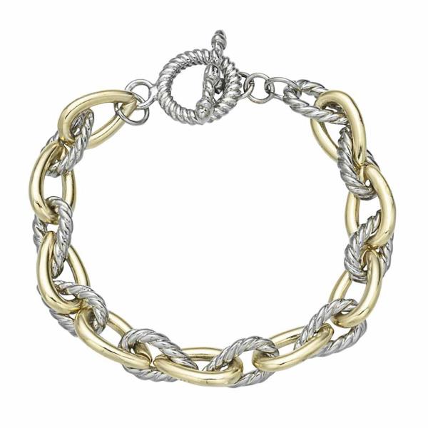 TWO TONE LINK TOGGLE CLASP BRACELET