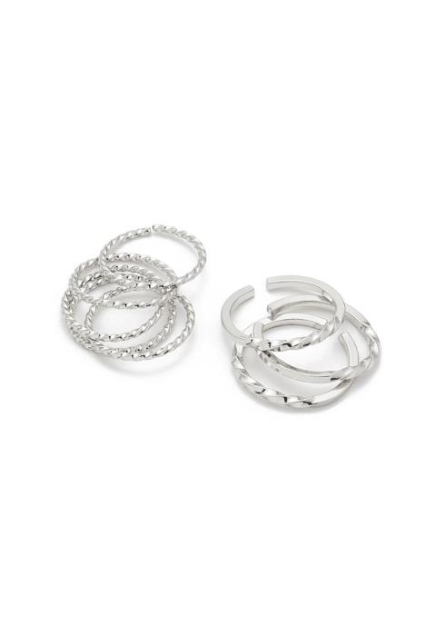 STYLISH TWISTED SMOOTH METAL MULTI RING 10 PC SET