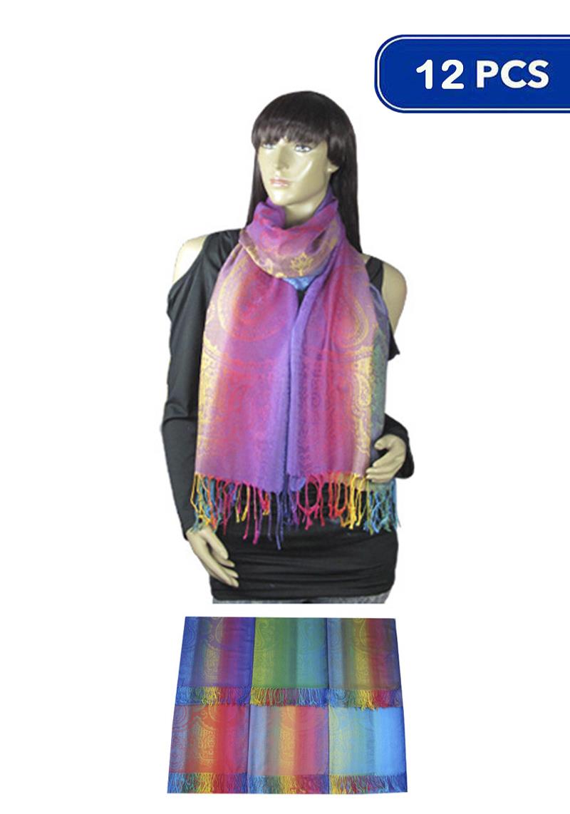 FASHION COLORFUL TASSEL SCARF 12PC