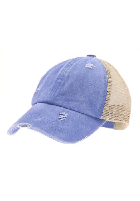 MESHED WITH CROSSED ELASTIC BAND MESH PONY CAP