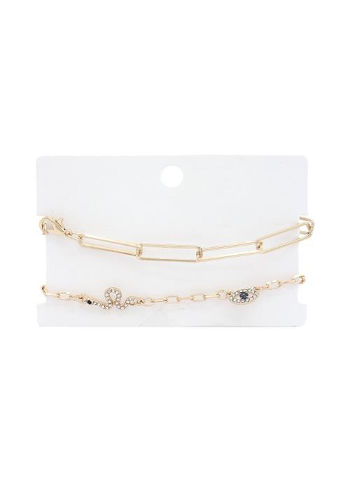 SNAKE EVIL EYE CHAR OVAL LINK BRACELET SET
