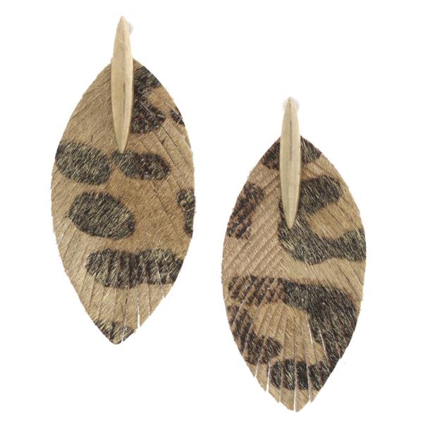 LEOPARD PATTERN FRAY EDGE EARRING