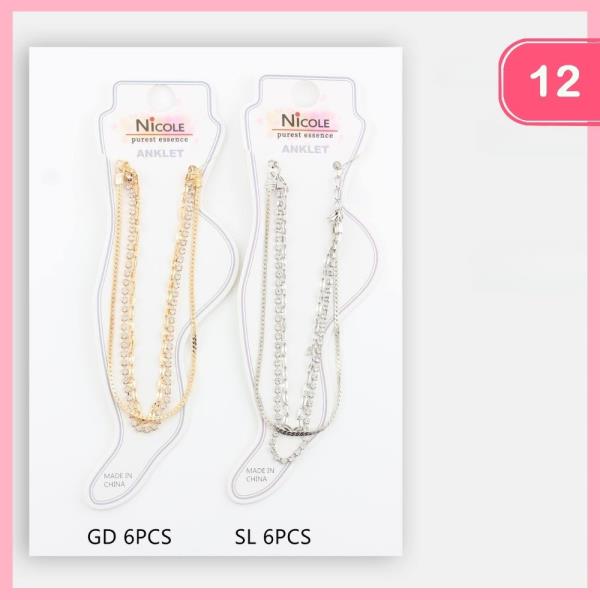 METAL LAYERED CHAIN ANKLET (12 UNITS)