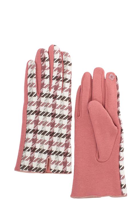 TWO TONE HOUNDSTOOTH PATTERN GLOVES