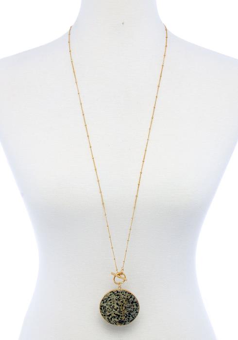 STYLISH CHIC CIRCLE PENDANT LONG NECKLACE