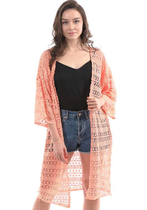 CROCHET PONCHO KIMONO LONG CARDIGAN