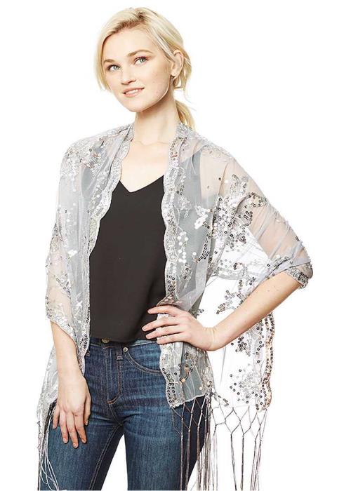 FLOWER SEQUIN PARTY SHAWL SCARF